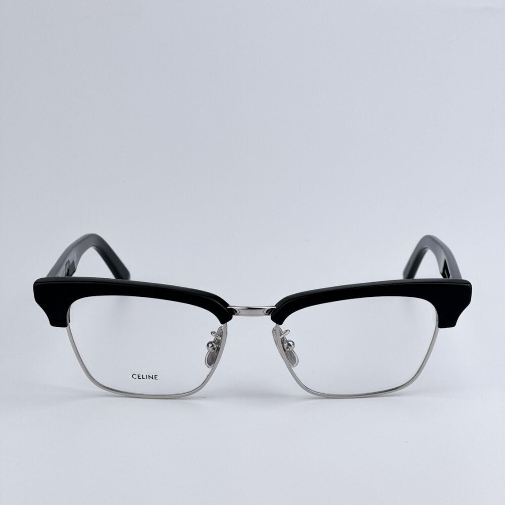 Celine CL50026U 016 BRAND NEW Eyeglasses Shiny Palladium Black Unisex Square